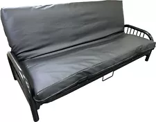 Full Size Black Leather Vinyl Futon Cover, Mattress Slipcovers, Encasement