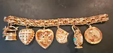 Vintage Woman's 14K Gold Charm Bracelet-charms with stones-90.73 Grams total wgt