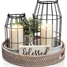 Rustic Farmhouse Lantern Decor Set of 2 - Stylish Decorative Lanterns for You...