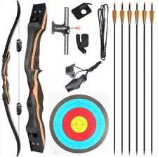 Archery 62" Wooden Takedown Recurve Bow and Arrow Set for Training Practice