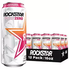 Rockstar Pure Zero Sugar Tangerine Mango Guava Strawberry Energy Drink, 16 Oz