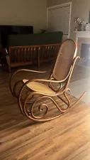 Vintage Mid Century Modern Bentwood Cane Rocking Chair Rocker Thonet-Style