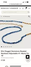 MONICA VINADER Mini Nugget Gemstone Beaded Necklace Gold/Kyanite EXC. RRP £128