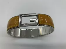 Gucci G Logo Bangle Silver & Yellow Wristband 18cm Free Shipping from Japan