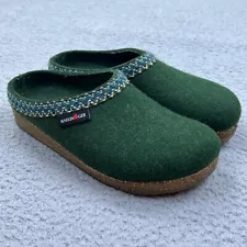 Haflinger Mules 38 US 7 Grizzly GZ Clog Slip On Wool Aztec Zig Zag Spruce Green