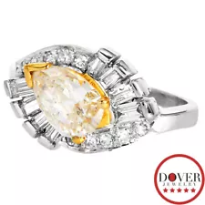 GIA 2.16ct Pear Yellow Diamond 14K Gold Halo Pear Engagement Ring NR