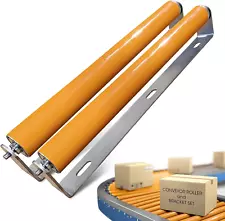 2 Pack Polyurethane Coated Roller with Bracket - Conveyor Rollers for Smooth Mat