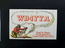 Vintage Ham Radio QSL card postcard Native American Indian 1970's