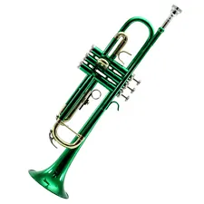 *GREAT GIFT* Beautiful Green/Gold Trumpet w Hard Case Care kit CLEARANCE