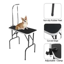 32" Portable Pet Dog Grooming Table Foldable w/ Large Adjustable Arm/Noose Black