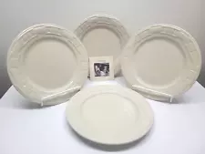 4 Longaberger Ivory Woven Traditions Dinner Plates 10" New in Box