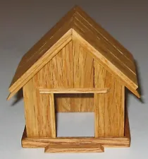 1:12 Miniature Dog House in solid Oak O-O-A-K Artisan Signed