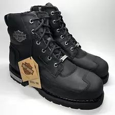 Harley Davidson Men’s Sz 10.5 Zak Steel Toe Boots Black Motorcycle New In Box