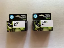 New HP 920XL Black Ink Cartridges- EXP 06/2025. Two (2) For Sale