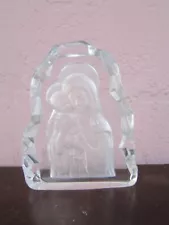 RELIGIOUS MOTHER AND CHILD ETCHED ART GLASS AND GLASS PAPERWEIGHT FOR SALE!!!