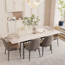 Sintered Stone Marble Dining Table 51-63inch Extendable Long Large Kitchen Table