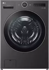 LG 27 Inch Smart Front Load Washer/ Dryer Combo Black Steel WM6998HBA