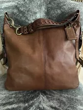 COACH Bleecker Felicia Burnished Leather XL Slim Duffle Hobo Bag Purse 11424 WOW