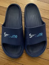 Boot Supreme Slides Sandals Blue with Multi-color Supreme Block Lettering 11