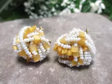 JUDITH MCCANN Winback Glass Seed Bead VINTAGE Estate EARRINGS *SALE $1 Ship