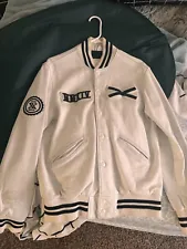 2014 The Weeknd Roots XO White Bison Leather Varsity Tour Jacket Size Small