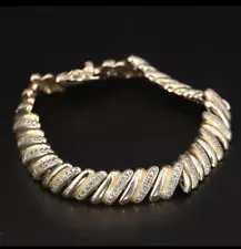 SALE Sterling Silver ROSS SIMONS Diamond Accent San Marco Chain 7" Bracelet 20g