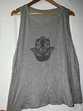 Emi Jay for Spiritual Gangster Hamsa Hand Tank Top Pure Barre Yoga Large