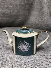 Vtg Arthur Wood England Teapot pea cock Green with flowers