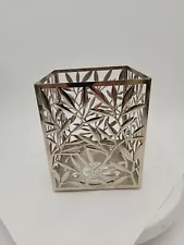 Bath & Body Works VINE LEAF Square Silver Candle Holder 3-Wick 14.5 oz Sleeve