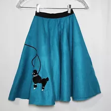 Handmade Girls Poodle Skirt Halloween Costume Turquoise Black 1950's