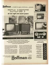 1959 Hoffman Duet Stereo TV Radio Phonograph & Matching Speaker Vintage Print Ad