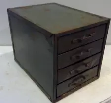 Vintage FILE Chest Metal Small Parts Cabinet 4 Drawer Machinist Box GREEN Empty