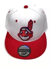 Vintage Cleveland Indians Chief Wahoo SnapBack Hat White Adjustable Red UV