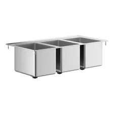 19"W x 37"L Stainless Steel Three Compartment Drop-In Sink For Commercial Use