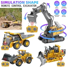 1:20 RC Excavator Toys w/Metall Shovel Lights Sounds Kids Construction Vehicles
