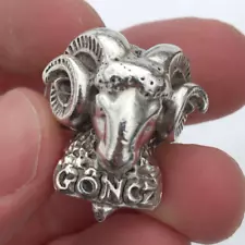 HEAVY Solid Silver Satanic Black Magic Ram's Head Ring: "GONEZ" Size 10.5