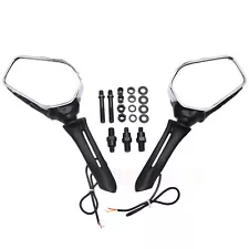 w/ LED Black Hand Bone Rearview Mirror CD Frame For Harley Dyna Wide Super Glide