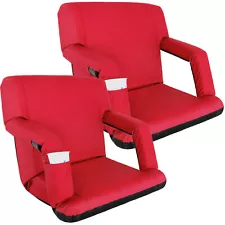 2PCS Wide Stadium Seat for Bleachers Reclining Stadium Chair w/Back Cushion Red