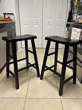 Sharman Solid Wood Bar Stools (Set of 2) in dark brown for SALE!