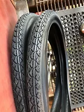 BLACK OLD SCHOOL VINTAGE TREAD PATTERN & look BALLOON BICYCLE TIRES ONE PAIR