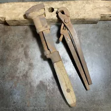 Antique Monkey Wrench & Pipe Tongs For Plumbing And Steamfitting Project Tools