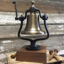 Large Engravable Antiqued Brass Railroad Bell