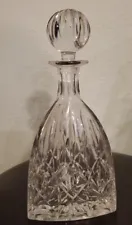 Block Crystal Liquor Decanter with Glass Stopper Triangle Shape Fine Cut Glass
