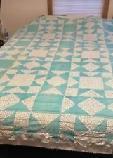 beautiful old vintage tattered hand quilted quilt great for displa