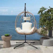 VIXLON Hanging Egg Swing Chair w/Stand Hammock Patio Chair Cushion Outdoor