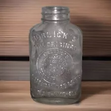 Antique Horlicks Malted Milk Lunch Tablet Clear Glass Bottle 5 Inch Embossed