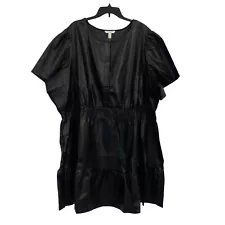 Nine Eight New York Womens Plus Size 5X Short Sleeve Faux Leather Dress Black