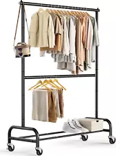 Heavy Duty Clothing Racks for Hanging Rack Double Rod Garment Rack Rolling Close