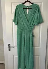 * Green And White Wide Leg Jumpsuit Size 22- Papaya Matalan - Summer *