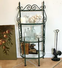 Vtg Wrought Iron Bakers Rack French Garden Plant Bath Tabletop Shelves Antique